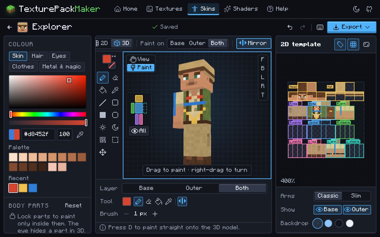 Minecraft Skin Modle Format Minecraft Skin Editor & Custom Skin Pack Maker